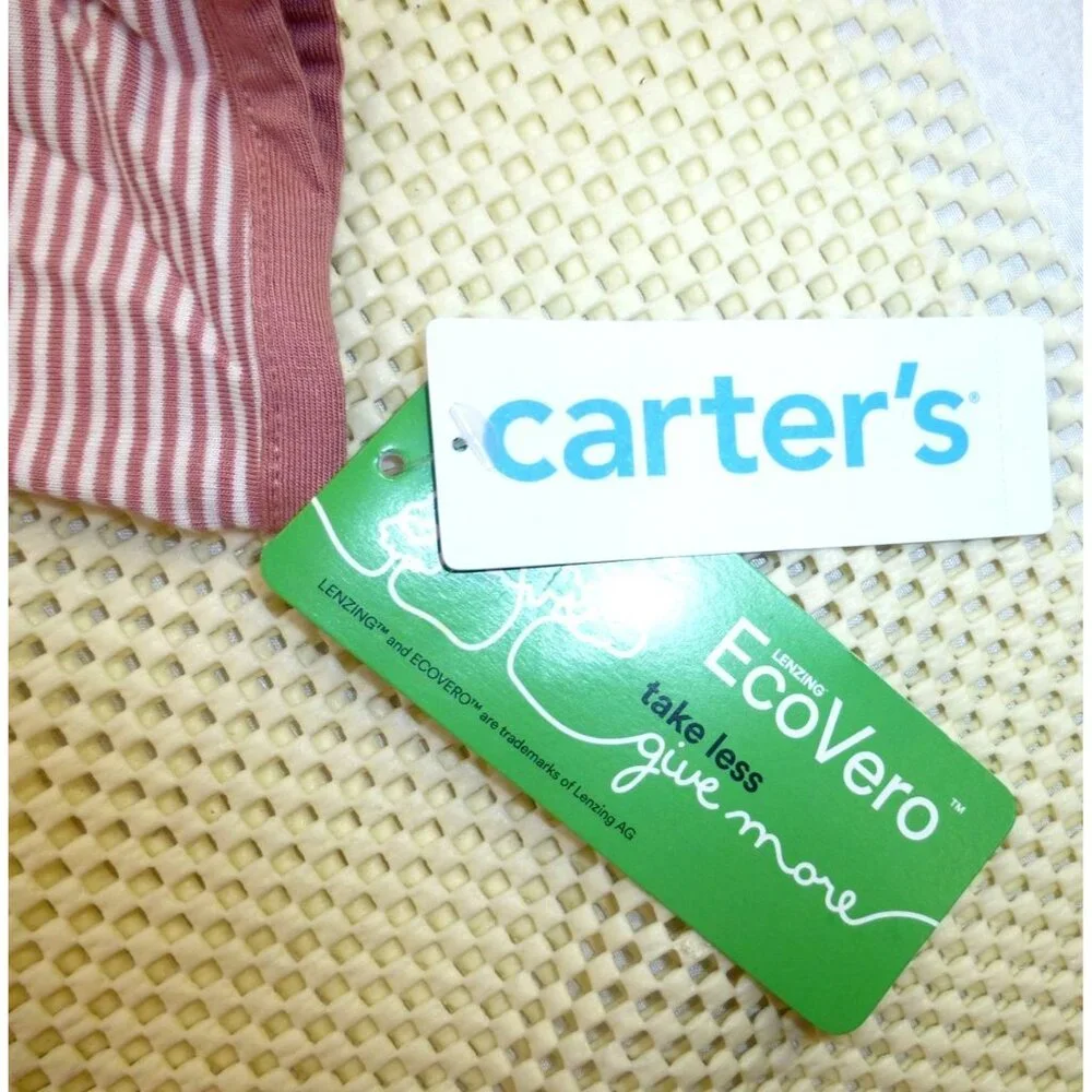 NWT Carters 24M EcoVero Hooded Striped Button-Up Shirt Toddler Apparel Pink & Wh